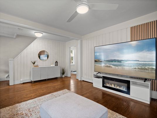 Fireplace, Interior, Water, Wood Texture Flooring