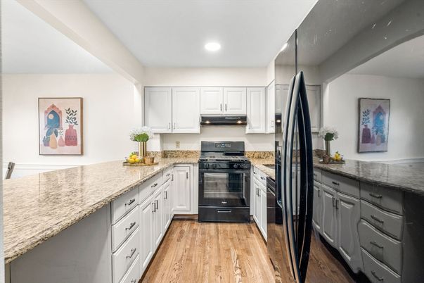 Interior, Kitchen, Recessed Lighting, Wood Texture Flooring