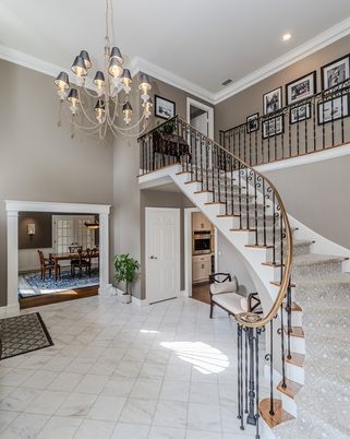 Chandelier, Dining room, Interior, Marble, Recessed Lighting