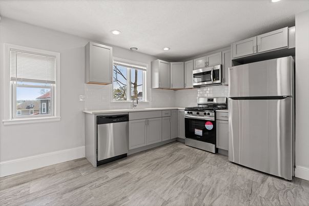 Interior, Kitchen, Marble, Recessed Lighting, Stainless Steel Appliances