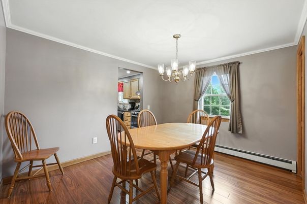Chandelier, Dining room, Interior, Recessed Lighting, Wood Texture Flooring
