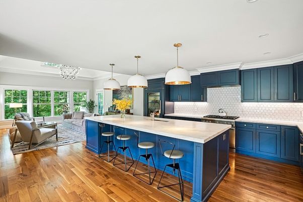 Interior, Kitchen, Living room, Pendant Lights, Recessed Lighting, Stainless Steel Appliances, Wood Texture Flooring