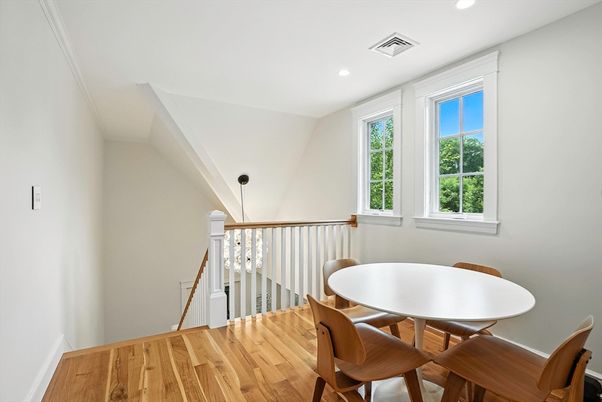 Dining room, Interior, Recessed Lighting, Wood Texture Flooring