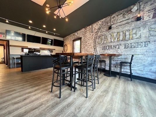Interior, Kitchen, Pendant Lights, Recessed Lighting, Stone Walls, Wood Texture Flooring