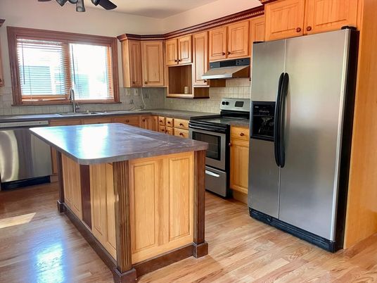 Interior, Kitchen, Stainless Steel Appliances, Wood Texture Flooring