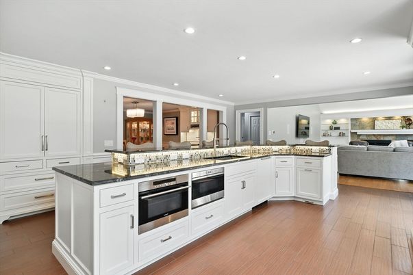 Interior, Kitchen, Living room, Recessed Lighting, Stainless Steel Appliances, Wood Texture Flooring