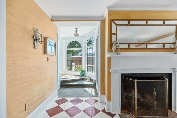 Fireplace, Interior, Marble, Wooden Walls