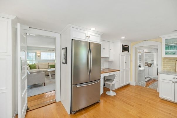 Interior, Kitchen, Living room, Recessed Lighting, Stainless Steel Appliances, Wood Texture Flooring