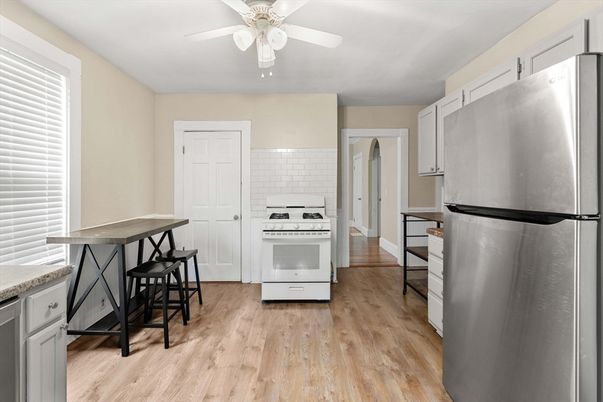 Interior, Kitchen, Stainless Steel Appliances, Wood Texture Flooring