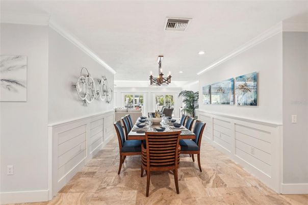 Chandelier, Dining room, Interior, Recessed Lighting
