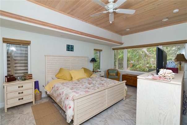 Bedroom, Interior, Marble, Recessed Lighting, Wooden Ceilings