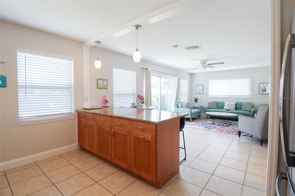 Interior, Kitchen, Living room, Ceramic Tile, Pendant Lights