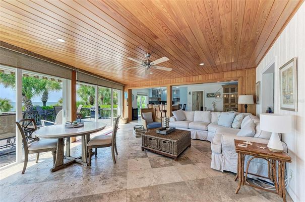 Dining room, Interior, Living room, Recessed Lighting, Wooden Ceilings