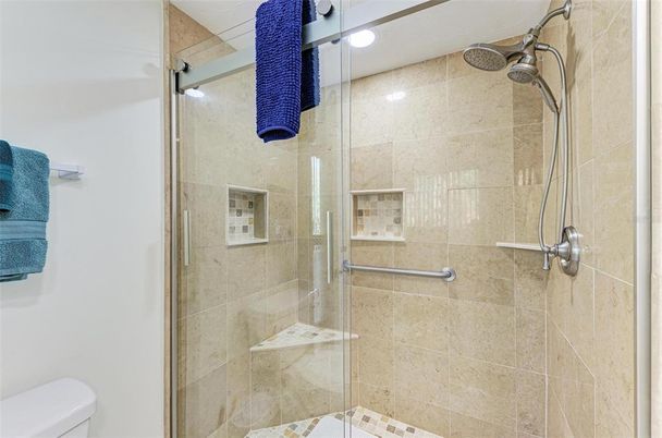 Bathroom, Glass Shower, Interior, Recessed Lighting