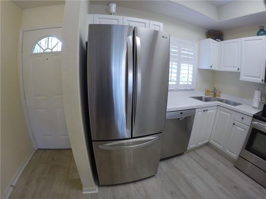Interior, Kitchen, Stainless Steel Appliances, Wood Texture Flooring