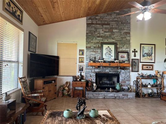 Fireplace, Interior, Stone Walls, Wooden Ceilings