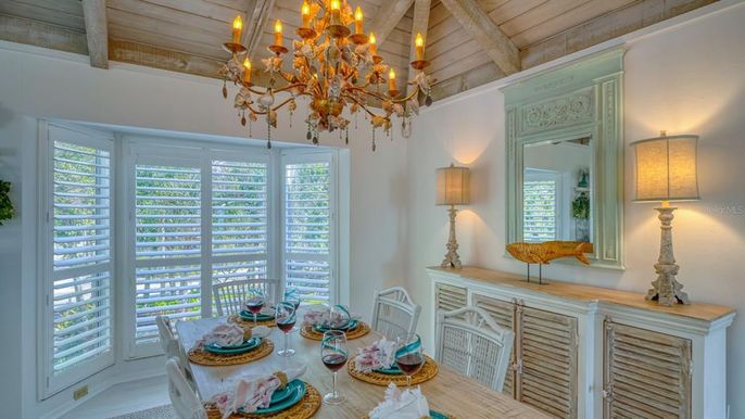Chandelier, Dining room, Interior, Wooden Beams, Wooden Ceilings, Wood Texture Flooring
