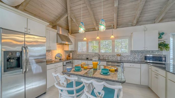 Interior, Kitchen, Pendant Lights, Stainless Steel Appliances, Wooden Ceilings