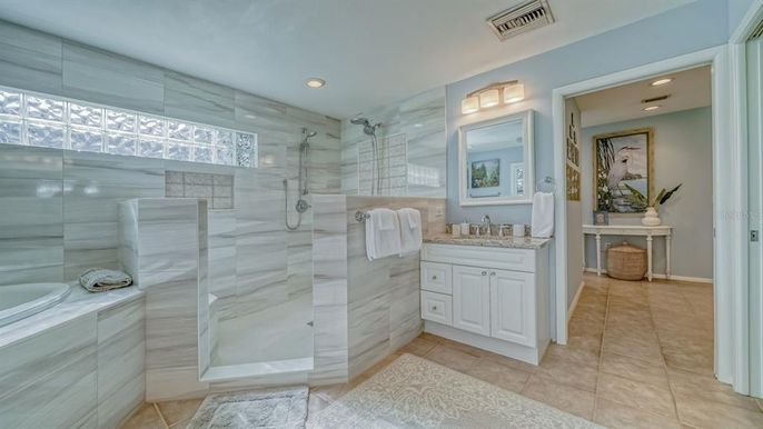 Bathroom, Glass Shower, Interior, Recessed Lighting