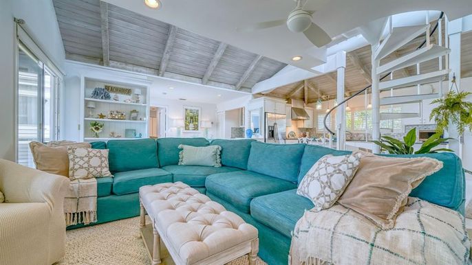 Interior, Kitchen, Living room, Recessed Lighting, Wooden Ceilings