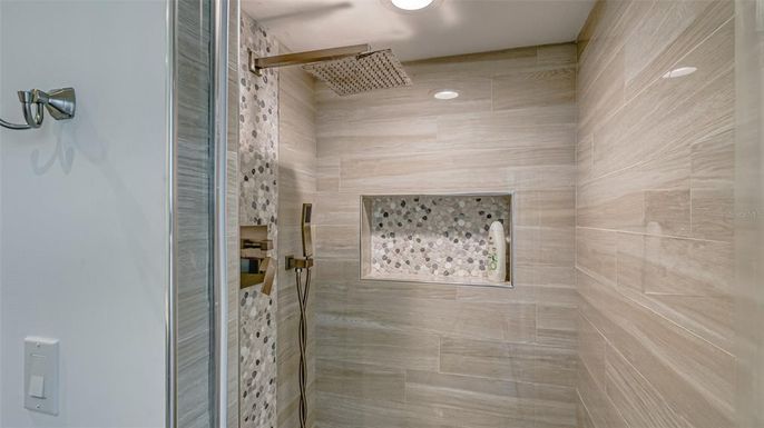 Bathroom, Glass Shower, Interior, Recessed Lighting