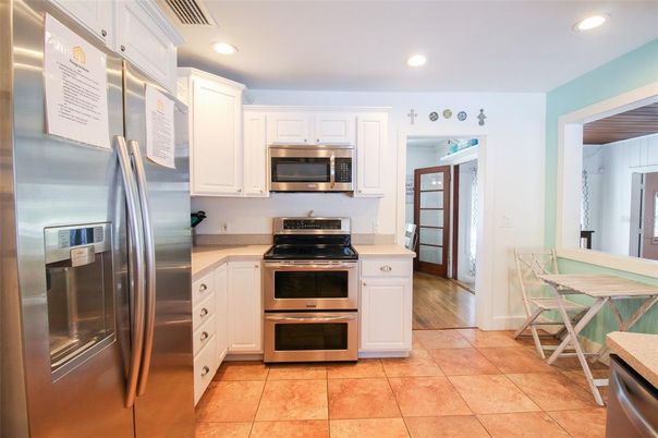 Interior, Kitchen, Recessed Lighting, Stainless Steel Appliances, Ceramic Tile