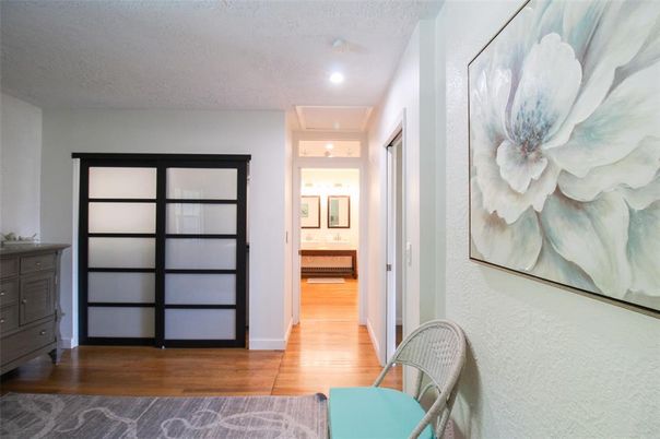 Interior, Bathroom, Wood Texture Flooring, Recessed Lighting