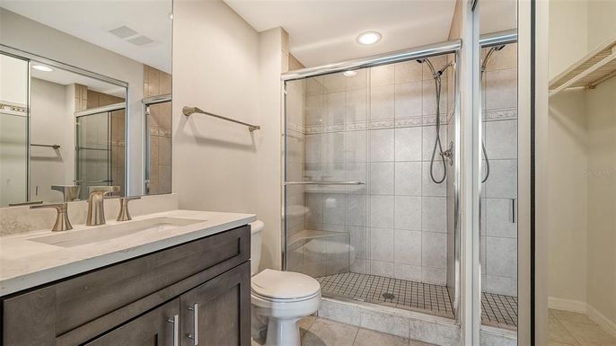 Bathroom, Glass Shower, Interior, Recessed Lighting