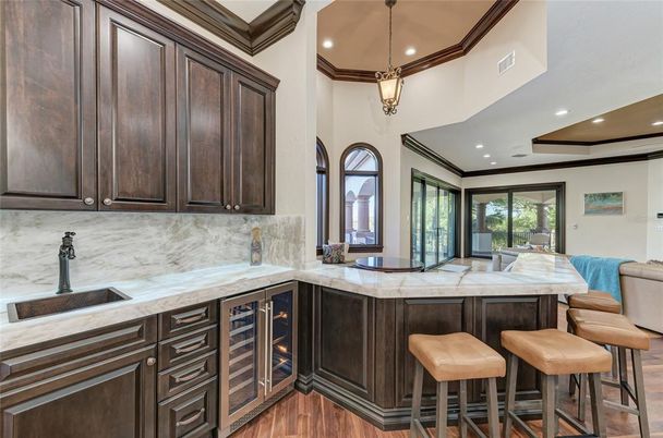 Interior, Kitchen, Pendant Lights, Recessed Lighting, Wood Texture Flooring