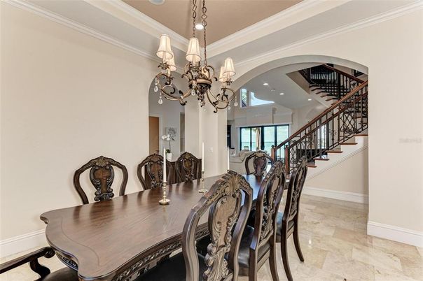 Chandelier, Dining room, Interior, Recessed Lighting