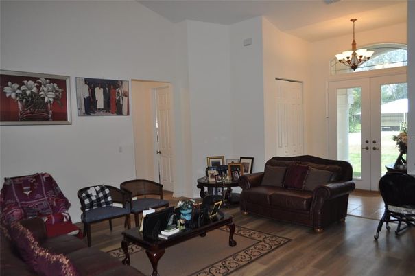 Chandelier, Interior, Living room, Wood Texture Flooring