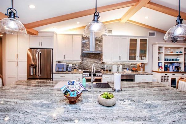 Interior, Kitchen, Pendant Lights, Recessed Lighting, Stainless Steel Appliances, Wooden Beams