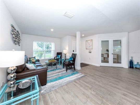 Interior, Living room, Recessed Lighting, Wood Texture Flooring