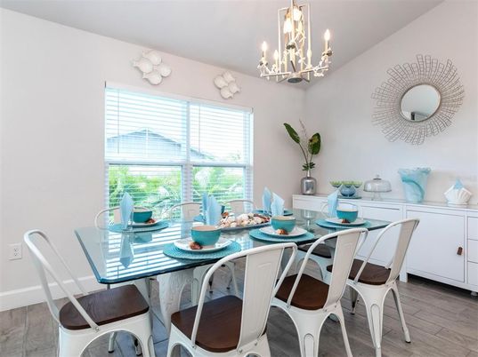 Chandelier, Dining room, Interior, Wood Texture Flooring
