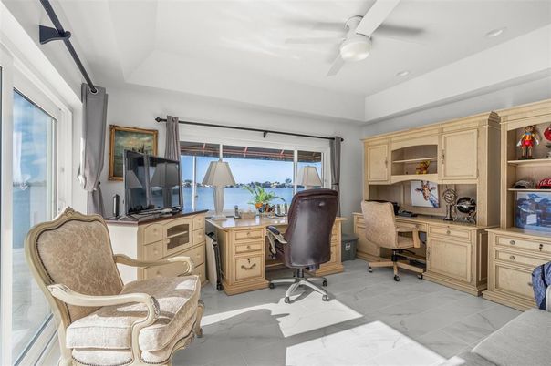 Home Office, Interior, Marble, Recessed Lighting