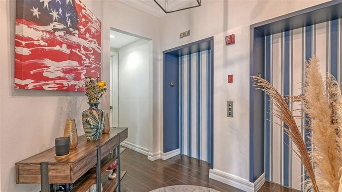 Elevator, Interior, Wood Texture Flooring