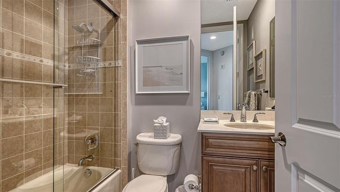 Bathroom, Glass Shower, Interior, Recessed Lighting