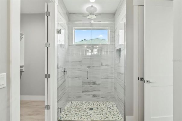 Bathroom, Glass Shower, Interior, Marble Walls