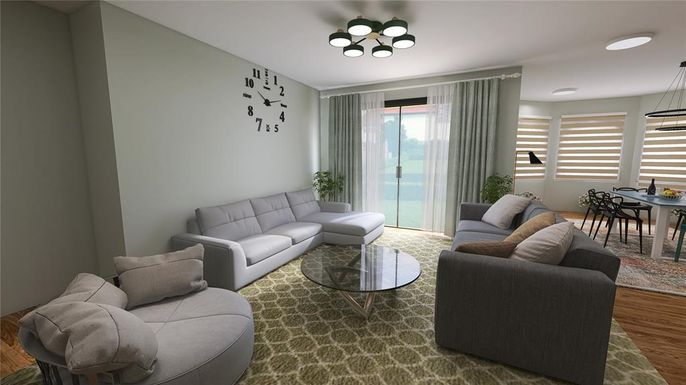 Dining room, Interior, Living room, Pendant Lights, Wood Texture Flooring