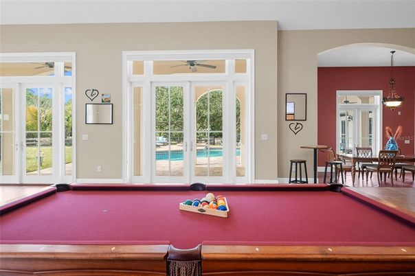 Billiard Table, Game Room, Interior, Pendant Lights