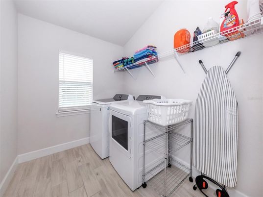 Interior, Washer, Wood Texture Flooring