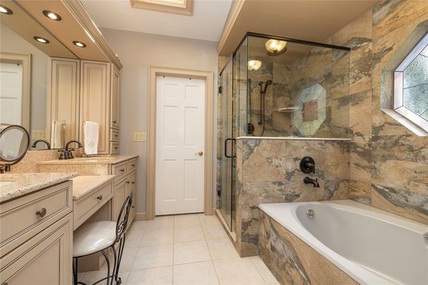 Bathroom, Glass Shower, Interior, Recessed Lighting