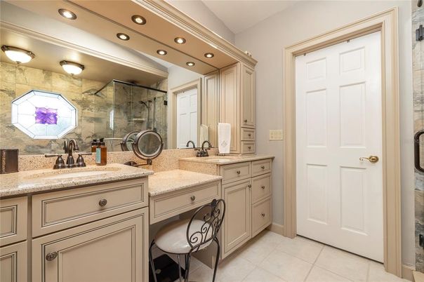 Bathroom, Dual Sink Vanities, Glass Shower, Interior, Recessed Lighting