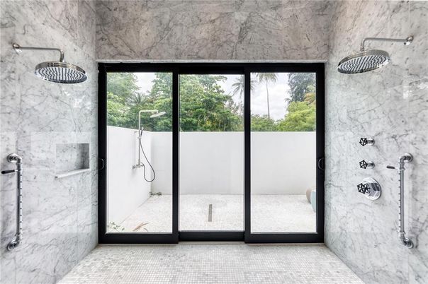 Bathroom, Glass Shower, Interior, Marble Walls