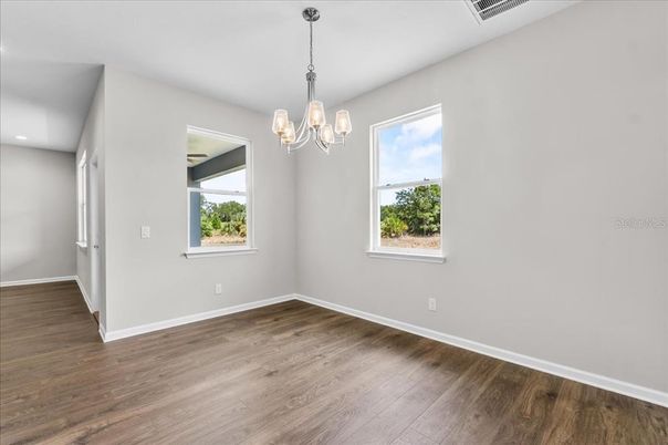 Empty room, Interior, Pendant Lights, Recessed Lighting, Wood Texture Flooring