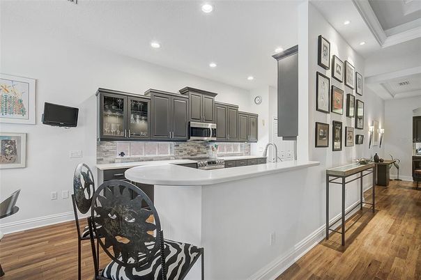Interior, Kitchen, Recessed Lighting, Wood Texture Flooring