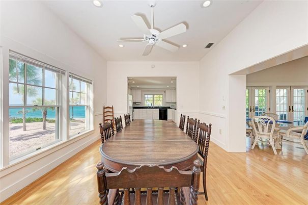 Dining room, Interior, Recessed Lighting, Water, Wood Texture Flooring