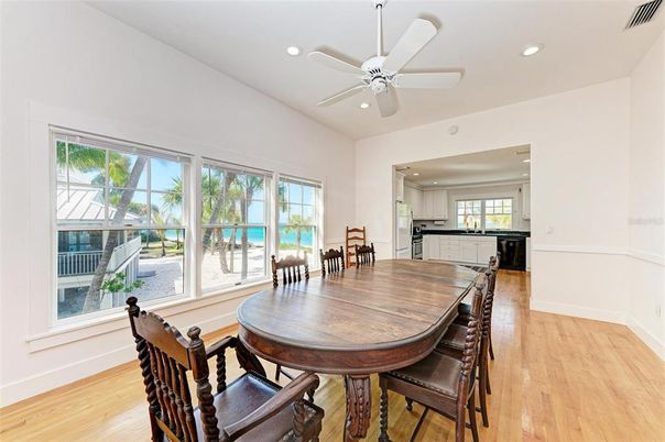 Dining room, Interior, Recessed Lighting, Water, Wood Texture Flooring