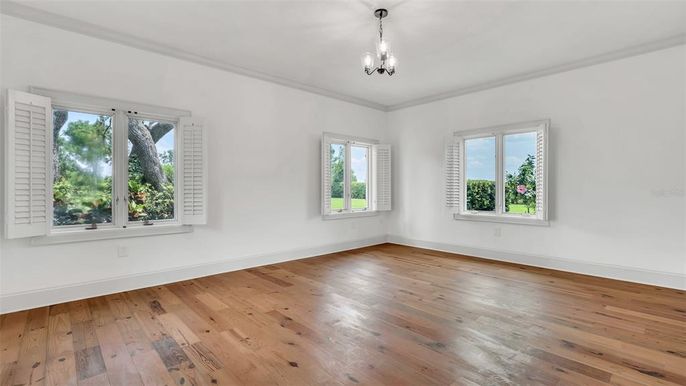 Empty room, Interior, Pendant Lights, Wood Texture Flooring