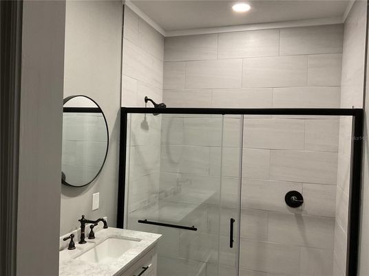 Bathroom, Glass Shower, Interior, Recessed Lighting